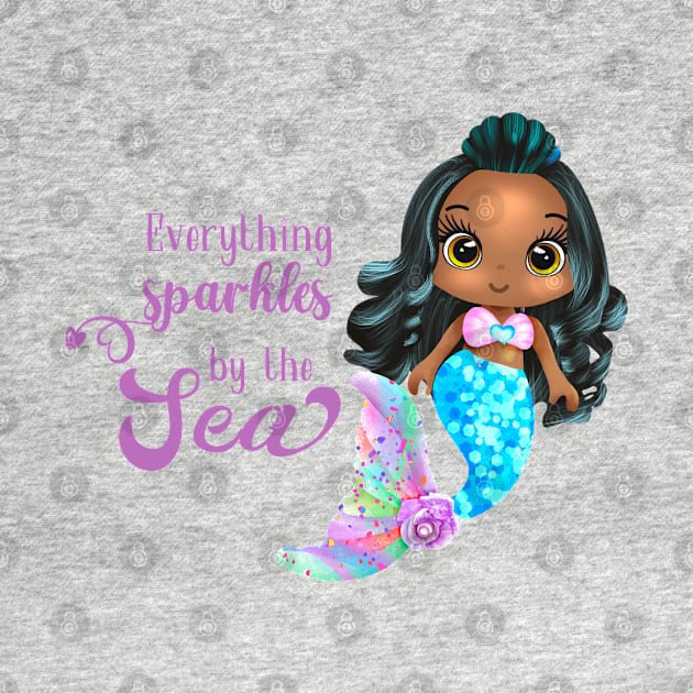 Black Mermaid, Everything Sparkles by the sea by UrbanLifeApparel